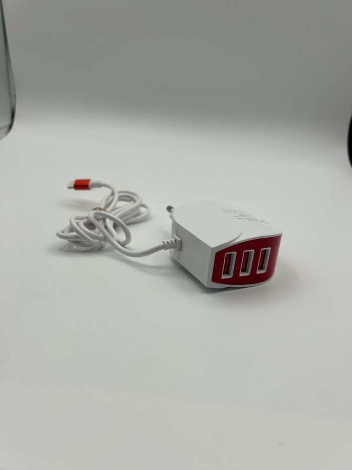 HT-19 Fast Charger with 3 ports and built in micro USB cable - Image 5
